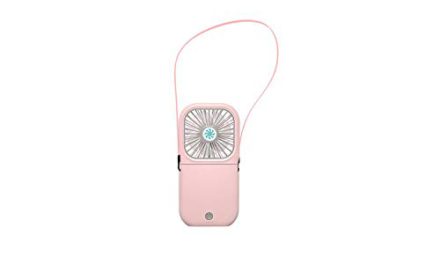 Portable USB Fan | Mini Sports Fans with Adjustable Speed | Rechargeable and Hands-Free – Pink