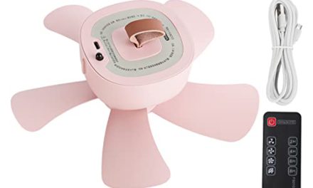Portable Pink Mini USB Ceiling Fan with Remote Control for Home Office Dormitory Camping