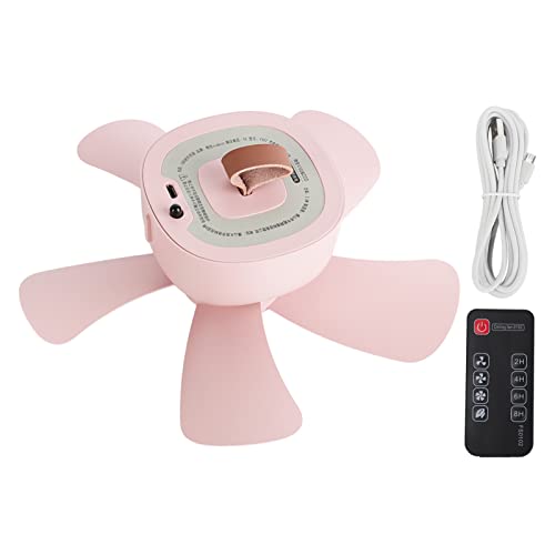 Portable Pink Mini USB Ceiling Fan with Remote Control for Home Office Dormitory Camping