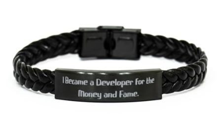 Transformed into a Dev for the Ultimate Braided Leather Bracelet – Ideal Gift for Fellow Programmers