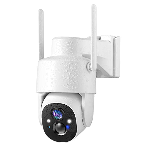 Powerful Wireless Outdoor Security Camera: GMK 2K Pan-Tilt 360°, Battery-Powered, 2-Way Talk, 3MP PTZ WiFi Cam with Color Night Vision