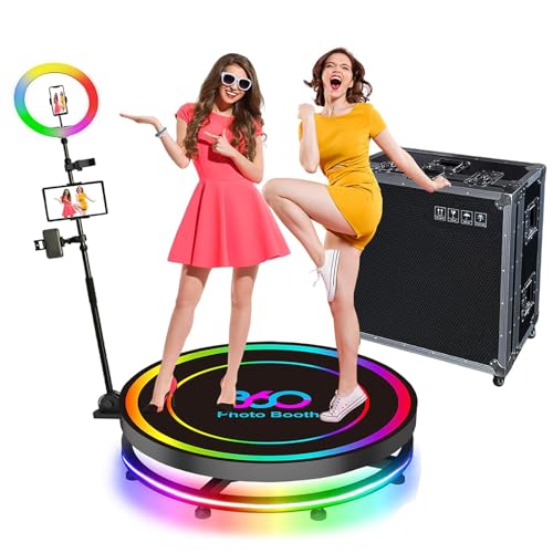 Party-Perfect 360° Photo Booth: Vibrant RGB Lighting, App-Controlled, Auto-Rotate, Fits 5-7 Guests!