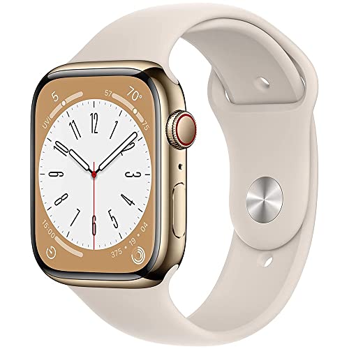 Revamped Apple Watch 8: Gold Stainless Steel, Starlight Sport Band. Grab Yours Now!