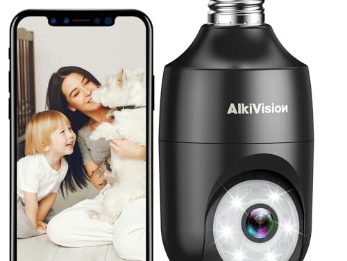 Enhanced AlkiVision: AI Bulb Cam – Wireless Protection, Full-Color Night Vision, Auto Tracking, Siren Alarm!