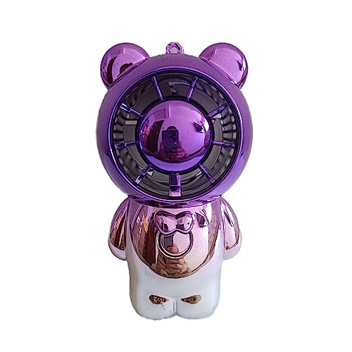 Colorful Mini Fan: Electroplated Cartoon Bear Edition