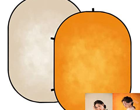 Portable Pop-Up Photography Backdrop: Versatile 2-in-1, Vibrant Beige Orange, Collapsible, 5×6.5ft