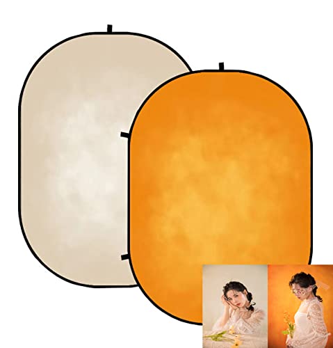 Portable Pop-Up Photography Backdrop: Versatile 2-in-1, Vibrant Beige Orange, Collapsible, 5×6.5ft