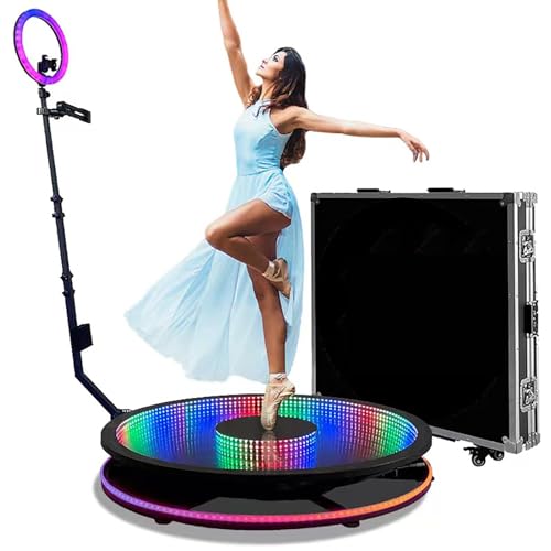 Capture Party Memories with 360° Photo Booth: Shoot Videos, Glow with RGB Ring Light, Slow Motion Fun for 7, Remote Control!