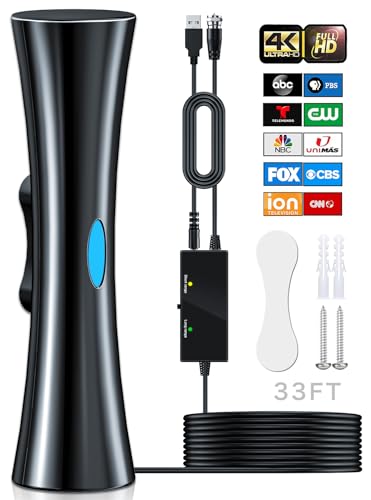 Supercharged Smart TV Antenna: Boosted 720-Mile Range, 360° Reception, 4K HD, Indoor/Outdoor – Free 33ft Coax Cable!