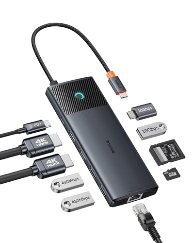 Superior Dual Monitor Docking: 10Gbps, 2 HDMI 4K@120Hz, USB C/A, Gigabit Ethernet, PD 100W, SD/TF – iPhone 15/Mac/Dell/HP/Lenovo