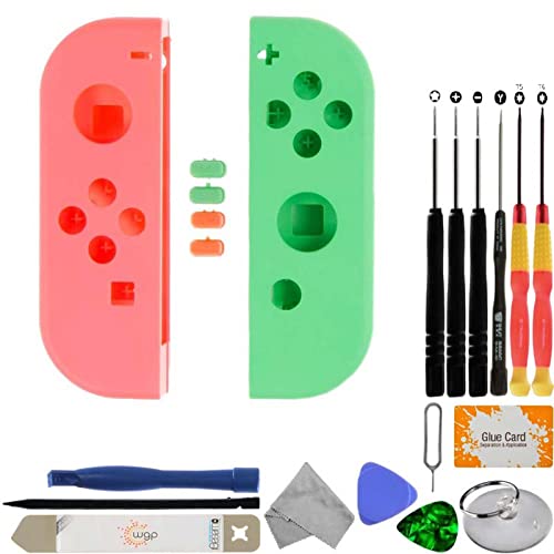 Nintendo Switch Controller Shell Housing in Vibrant Pink & Green with Tool Kit