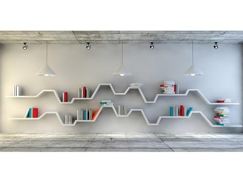 Vibrant Bookshelf Backdrop for Zoom: Modern White, 20x10ft