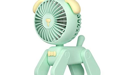 Cute Pet Dog Handheld Fan: Rechargeable, Portable, Green