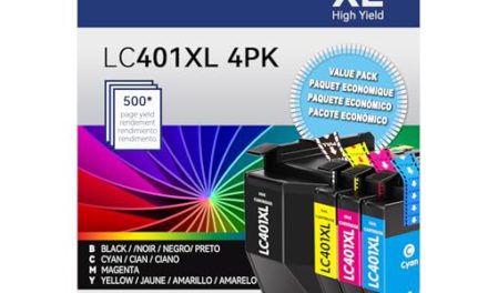 High Yield Valinkso LC401XL Ink Cartridges – Vibrant Colors for Brother Printer – 4 Pack