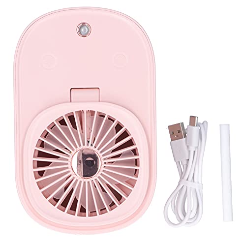 Portable 2-in-1 Desk Fan: Foldable, Humidifying, USB Rechargeable (Pink)