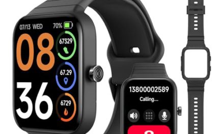 Enhanced SKG Smartwatch: Answer Calls, Alexa, Heart Rate Monitor, IP68 – V7 Cyber Black