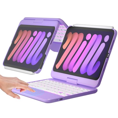 Ultimate iPad Mini 6th Keyboard Case: Vibrant Purple, 360° Rotatable, Multi-Touchpad, Wireless!