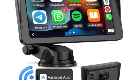 Powerful HD Double Din Car Stereo with Wireless Apple Carplay & Android Auto, Voice Control, IPS Touch Screen, Bluetooth, Multimedia Player