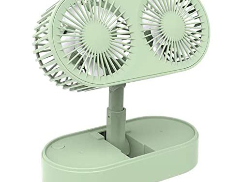 Powerful Dual-Head Desktop Fan: Compact & Foldable, Rapid Cooling for Office & School