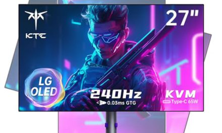 Ultimate Gaming Experience: KTC 27″ OLED Monitor – 1440p 240Hz, Lightning-Fast 0.03ms GTG, Immersive Speakers