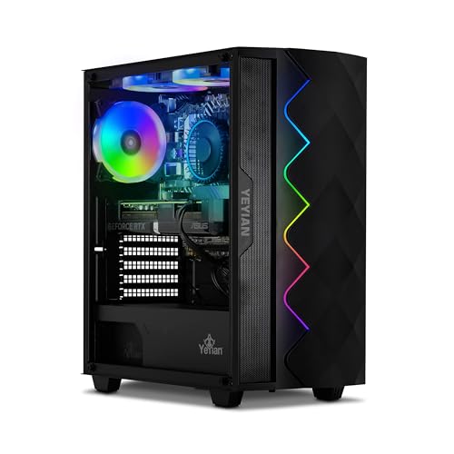 Powerful YEYIAN Gaming PC: Intel 12th Gen i5, GeForce RTX 4060 Ti, 1TB NVMe SSD, 16GB RAM