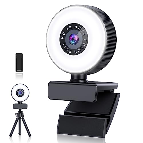 Enhance Video Calls: Cnkaite 4K Webcam with Autofocus, Mic & Privacy Cover