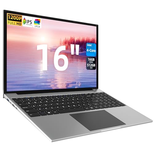 Powerful 16-inch Laptop: Intel N100 CPU, 16GB RAM, 512GB SSD