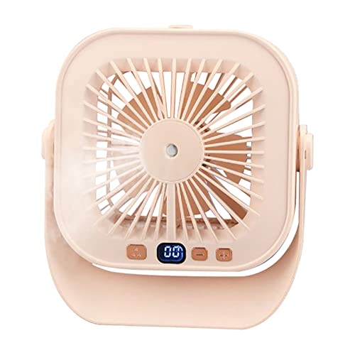 Portable Pink Desktop Mist Fan – Rechargeable Office/Camping Cooling