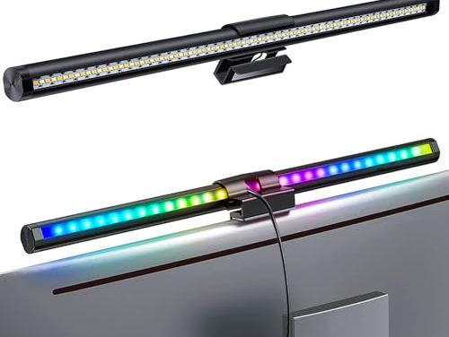 RGB Backlit ANSCHE Monitor Light Bar: Eye-Friendly, Dual Light, 5-Color Mode, Glare-Free, Touch Control