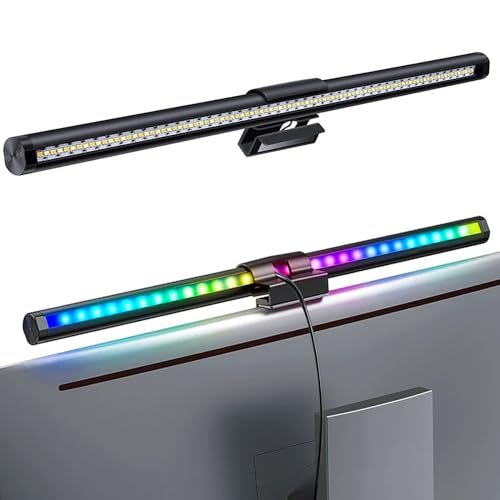 RGB Backlit ANSCHE Monitor Light Bar: Eye-Friendly, Dual Light, 5-Color Mode, Glare-Free, Touch Control