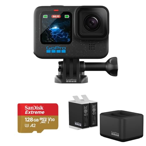 Capture Epic Adventures: GoPro HERO12 Black Bundle with Dual Charger, 2X Enduro Batteries, and 128GB SD Card
