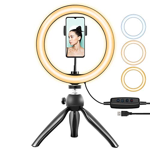 Glow Up with 10″ Dimmable Ring Light & Tripod