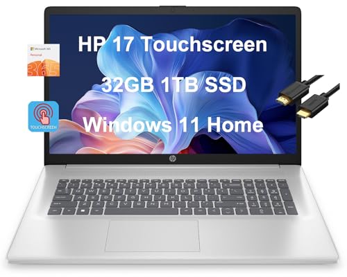 Powerful HP 17 Laptop: HD+ Touchscreen, Lightning-Fast, Massive Storage, Crystal Clear Graphics, Ultimate Productivity, Endless Battery, Enhanced Webcam, Win 11 Home