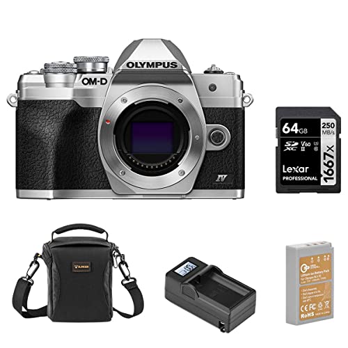 Capture Olympus OM-D E-M10 Mark IV: Silver Body, 64GB SD Card, Shoulder Bag, Extra Battery, Smart Charger