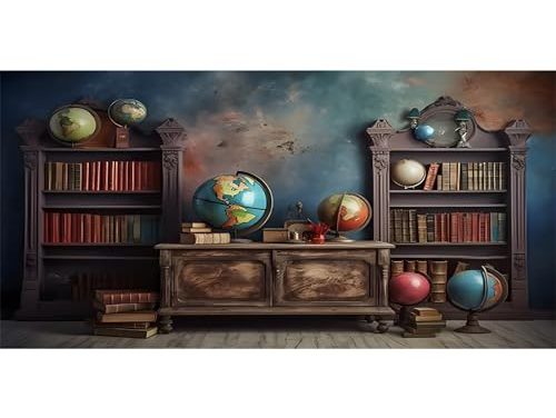 Vintage Desk Bookshelf Backdrop: Enchanting Study Studio