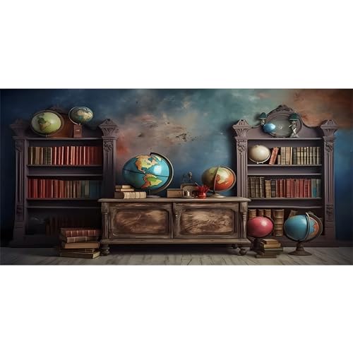 Vintage Desk Bookshelf Backdrop: Enchanting Study Studio