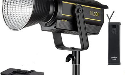 Powerful Godox VL300 LED Video Light + Barndoor Kit with 77000Lux@1m
