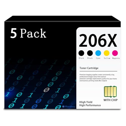 High-Quality 5-Pack 206X Toner Set for Vibrant HP Printers