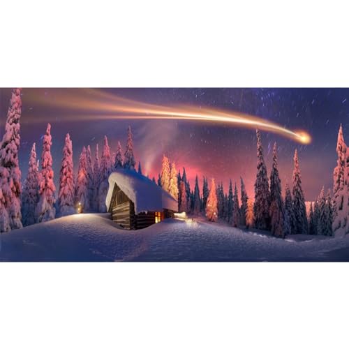 Captivating 20x10ft Bethlehem Star Christmas Nativity Backdrop: Enchanting Birth of Jesus Scene with Falling Snow, Pine Trees, and Photo Booth Props