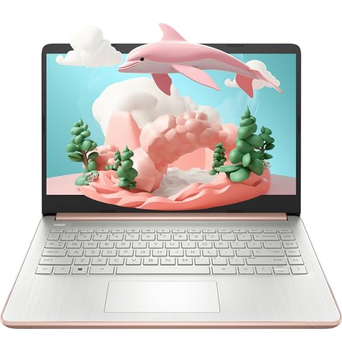 Slim & Powerful HP Laptop: Intel Celeron, Long Battery, Webcam, Bluetooth, Wi-Fi, P500 SSD, Rose Gold