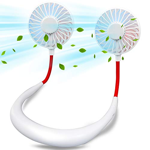 Stay Cool Anywhere with USB Neck Fan – Hands-Free, Portable, Rechargeable – White