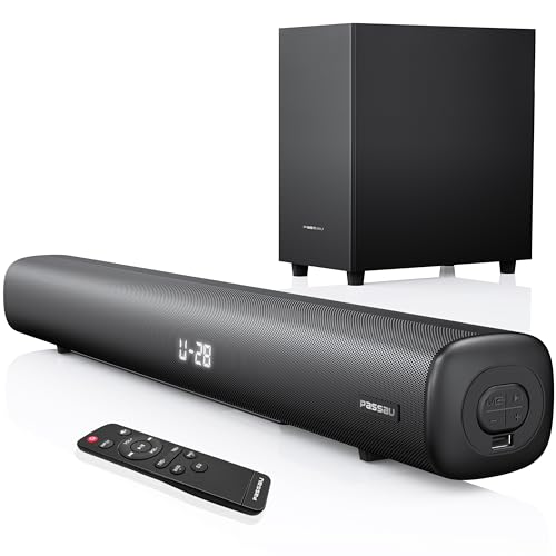 Powerful TV Soundbar with Subwoofer – Immersive 2.1 Audio, Vibrant LED, Adjustable Bass – Upgrade Your Home Theater