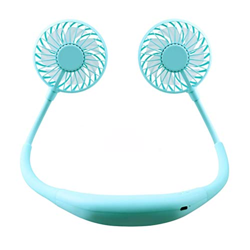 Stay Cool Anywhere: Handsfree USB Neck Fan with Dual Wind Head & Rechargeable 2000Mah