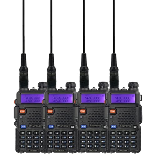 Enhanced Baofeng UV-5R Walkie Talkie Set: Powerful Dual Band with High Gain Antenna (4PACK, Black)