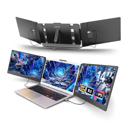 Boost Your Laptop Display: FHD 1080P IPS Triple Monitor – Plug and Play for Windows, Mac, Android, Chrome, Switch & PS5