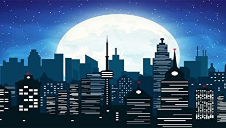 Captivating Cartoon Cityscape: Moonlit Urban Adventure