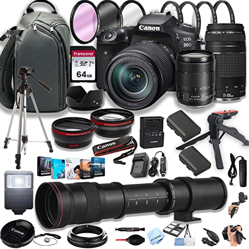 Ultimate Canon EOS 90D Camera Bundle: Zoom, Telephoto Lens, Memory Cards