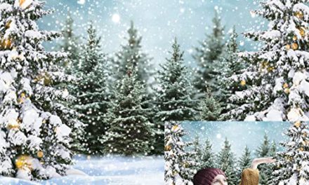 Winter Wonderland Forest Backdrop: Enchanting Snowy Pine Trees & Snowflakes