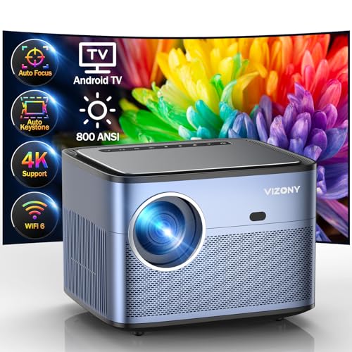 Immerse in 4K Entertainment: VIZONY 800ANSI Android TV Projector with Netflix, WiFi, and Bluetooth