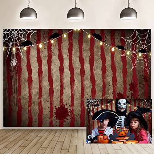 Spooky Circus Tent: 20x10ft Halloween Horror Backdrop with Creepy Rat and Blood
